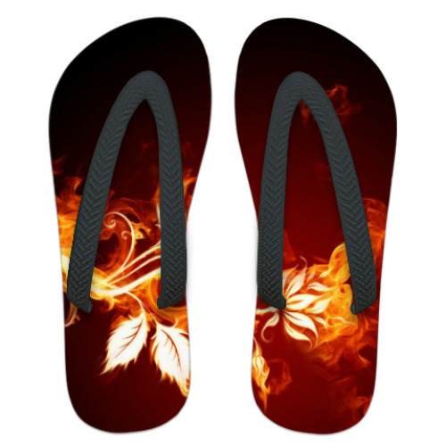 Шлепанцы (сланцы) с принтом Огненный цветок