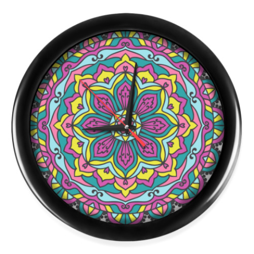 Настенные часы с принтом Мандала