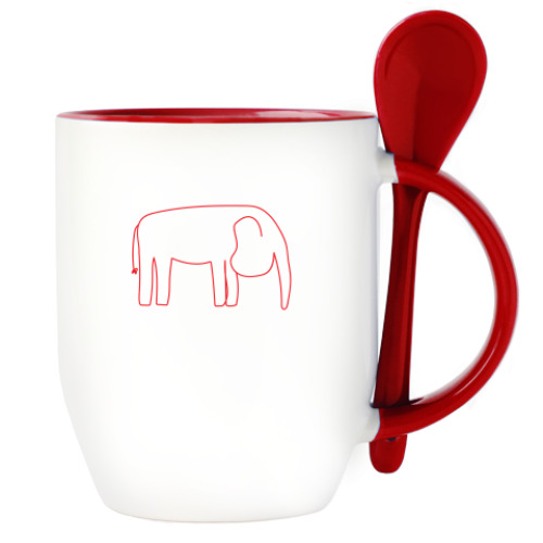 Кружка с ложкой с принтом Слон