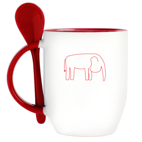 Кружка с ложкой с принтом Слон