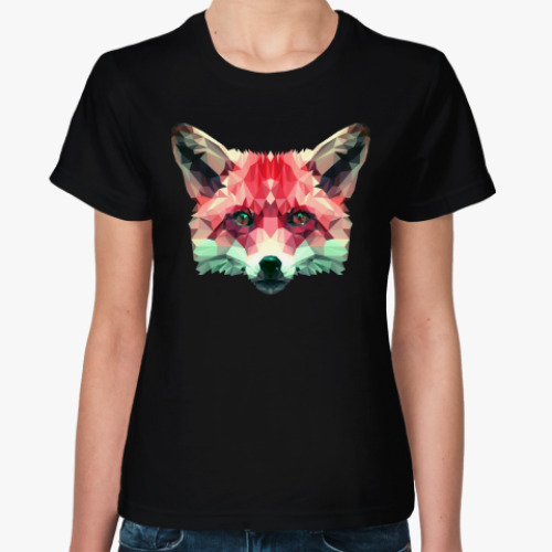 Женская футболка с принтом Полигональные лиса