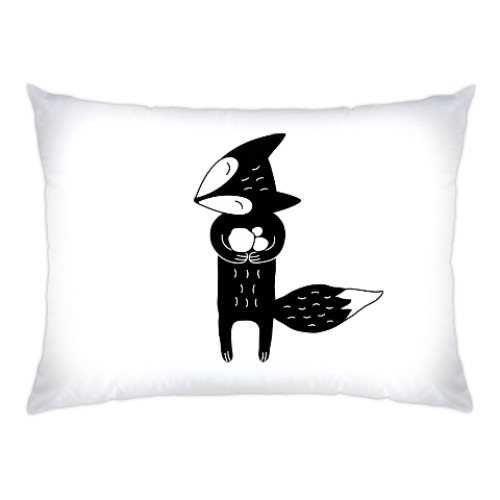 Подушка с принтом Лисенок и снег