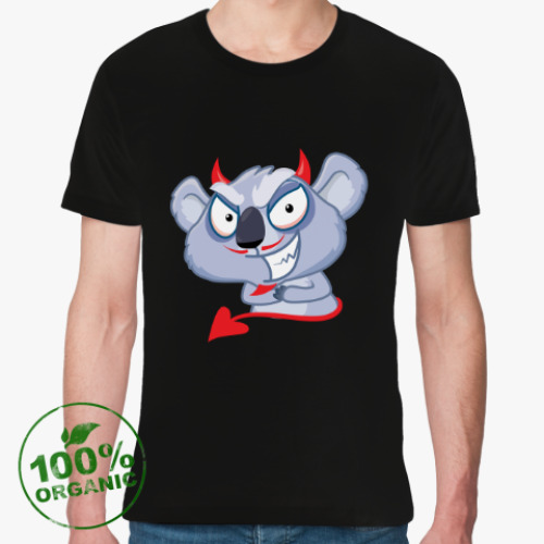 Футболка из органик-хлопка с принтом Дьявольский Коала