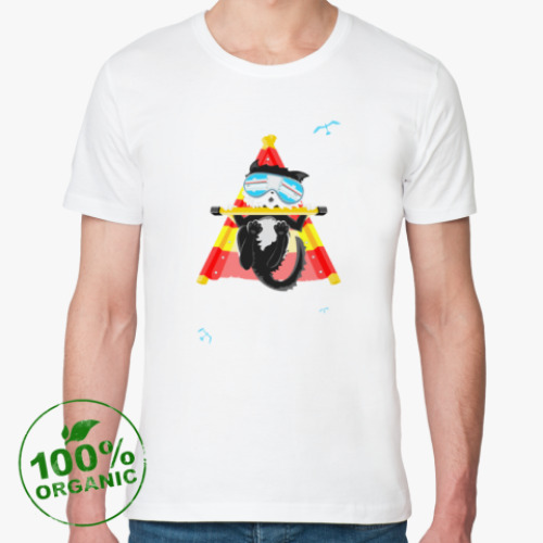 Футболка из органик-хлопка с принтом Кот пилот