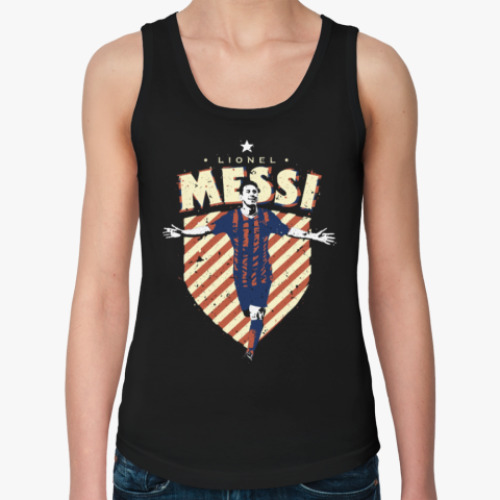 Женская майка с принтом Лионель Месси. Барселона