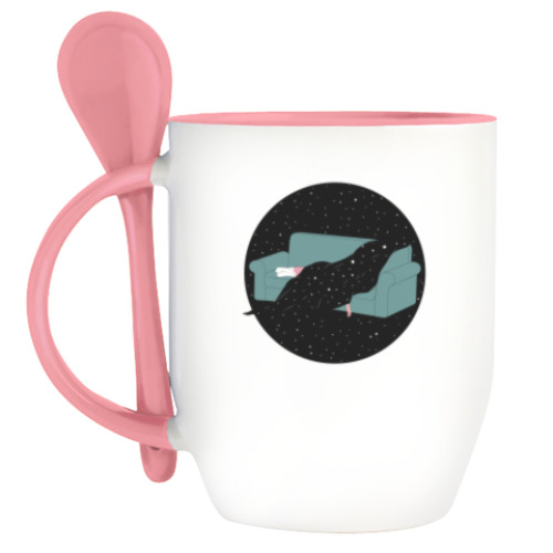 Кружка с ложкой с принтом Сны