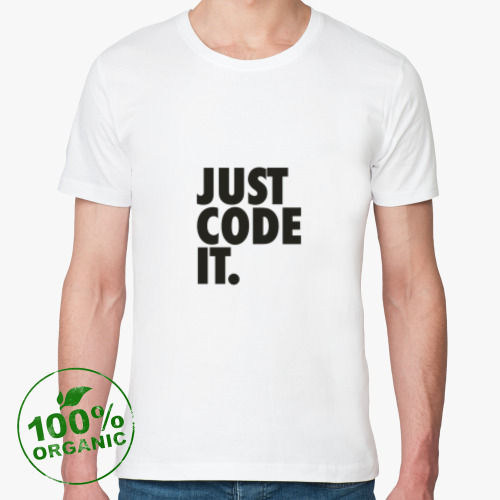 Футболка из органик-хлопка с принтом Just Code It