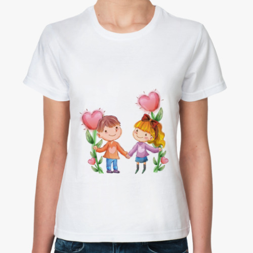 Классическая футболка с принтом Любовь
