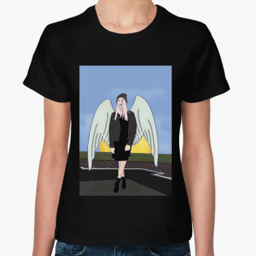 Женская футболка с принтом ангел