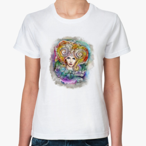 Классическая футболка с принтом 'Овен'