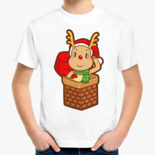 Детская футболка с принтом Олененок Санты