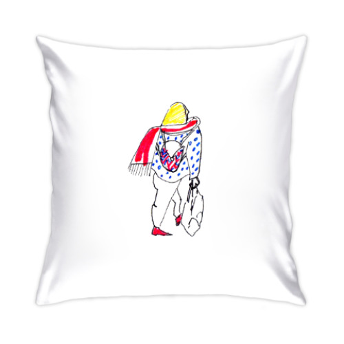 Подушка с принтом Оделась