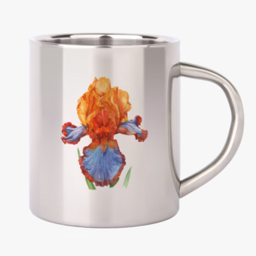 Кружка металлическая Цветок ирис акварель
