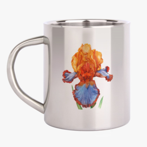 Кружка металлическая Цветок ирис акварель