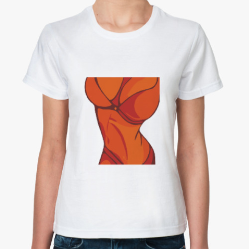 Классическая футболка с принтом Женское тело