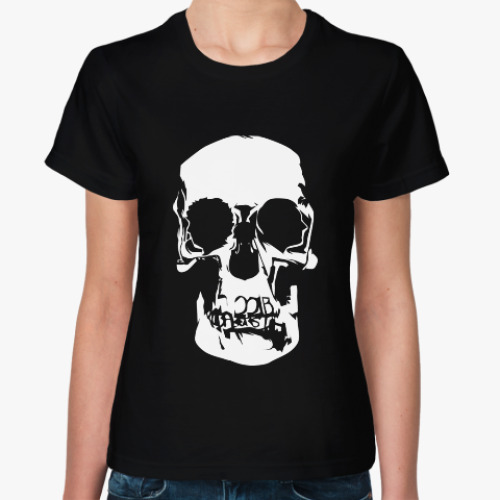 Женская футболка с принтом Череп Шерлок
