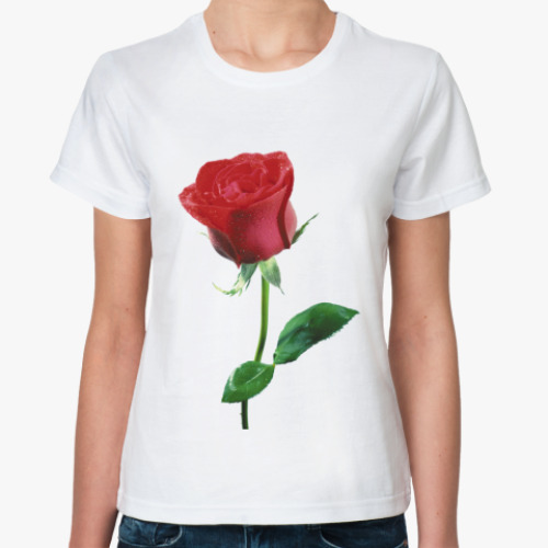 Классическая футболка с принтом Роза