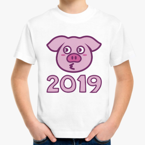 Детская футболка с принтом Год свиньи (кабана) 2019