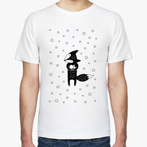 Футболка с принтом Лисенок и снегопад