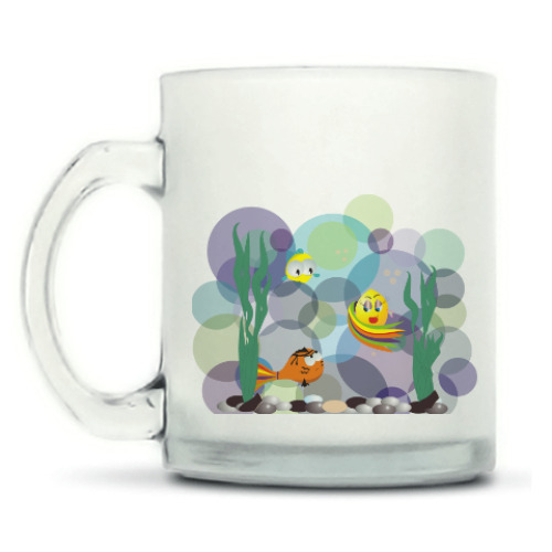 Кружка матовая с принтом Аквариум, рыбки