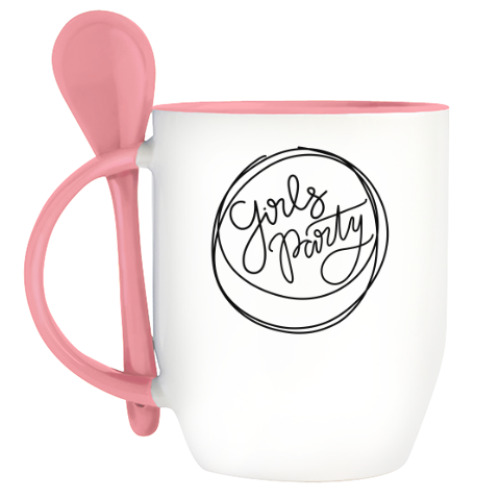 Кружка с ложкой с принтом Свадебная тематика. Wedding