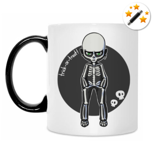 Кружка-хамелеон с принтом Скелет