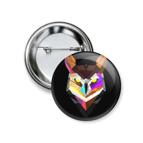 Значок 37мм с принтом Сова