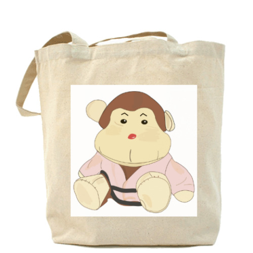 Сумка шоппер с принтом обезьяна- каратист