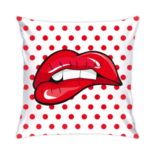 Подушка с принтом Губы: поп-арт