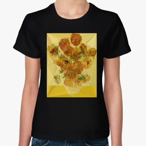 Женская футболка Подсолнухи полигональные