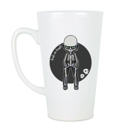 Чашка Латте с принтом Скелет