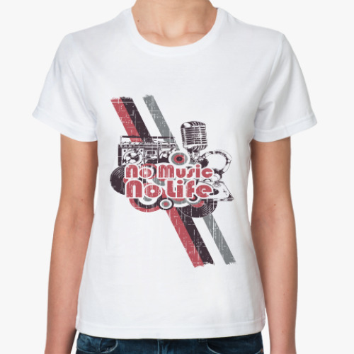 Классическая футболка с принтом Музыка