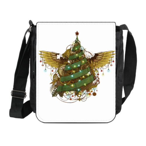 Сумка на плечо (мини-планшет) с принтом Стимпанк ёлочка