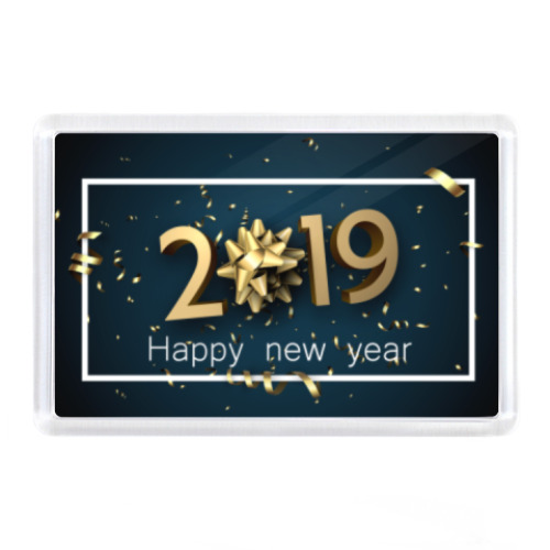 Магнит с принтом Новый год 2019