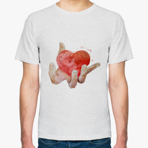 Футболка с принтом Сердце в руке, heart in hand