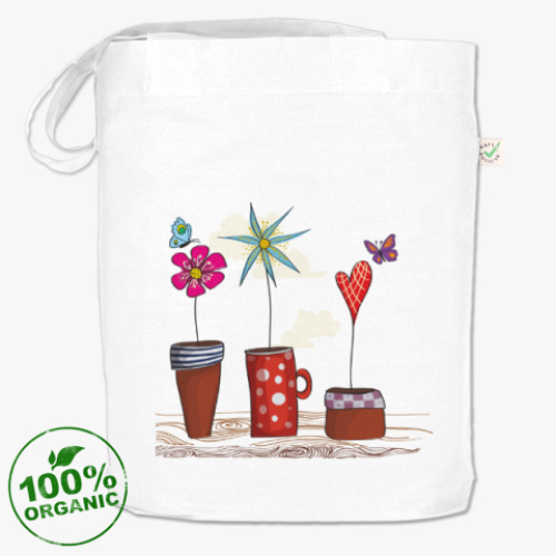 Сумка шоппер с принтом Цветочки