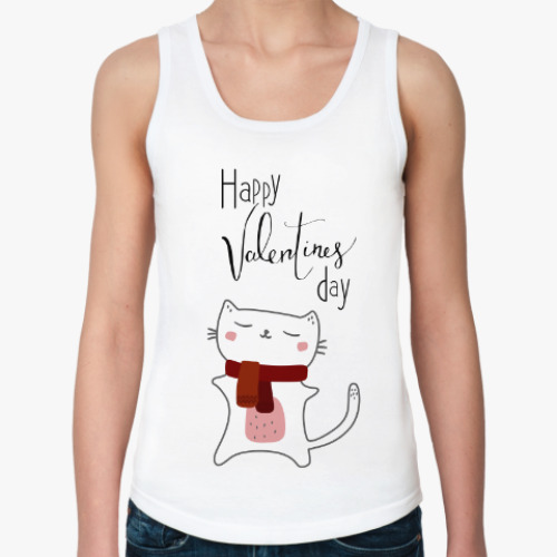 Женская майка с принтом Кот-валентинка
