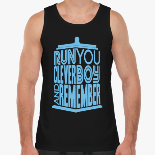 Майка с принтом Беги, умный мальчик, и помни