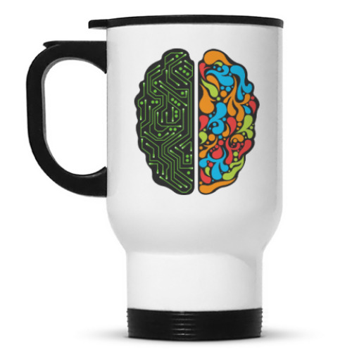 Кружка-термос с принтом Левое и Правое полушария Мозга