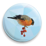 Снегирь и рябина Low Poly