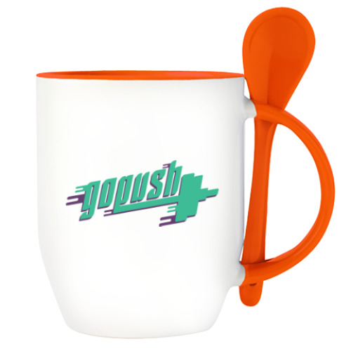 Кружка с ложкой с принтом жми