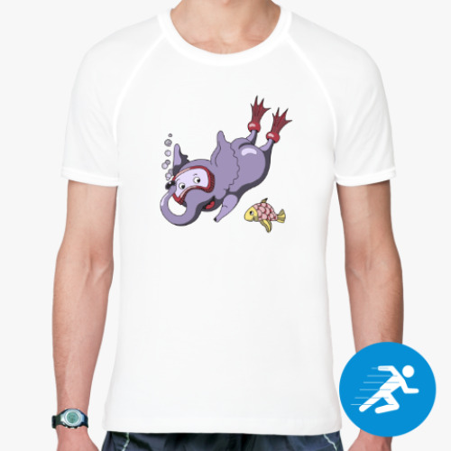Спортивная футболка с принтом Ныряющий слон