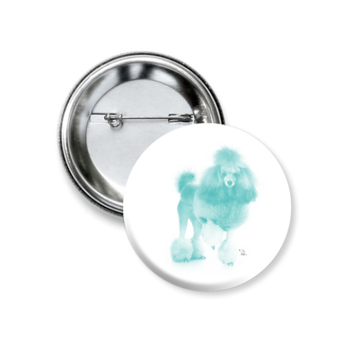 Значок 37мм с принтом Пудель