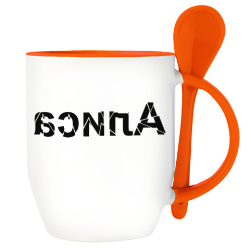 Кружка с ложкой с принтом Алиса