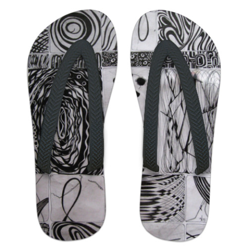 Шлепанцы (сланцы) с принтом Декор. Графика.