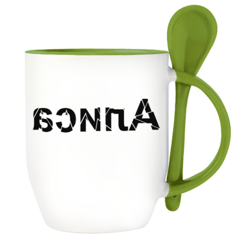 Кружка с ложкой с принтом Алиса