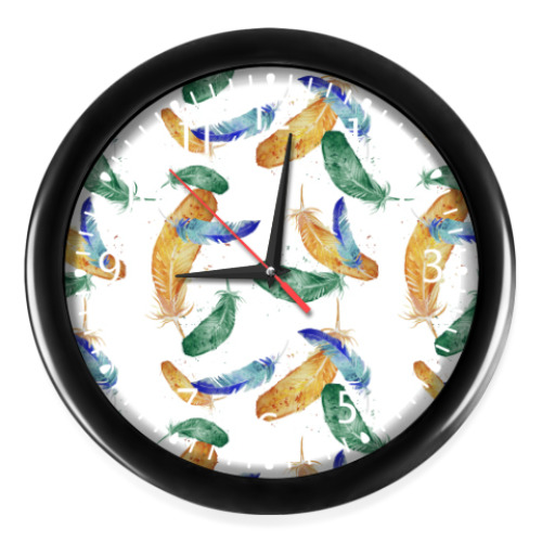 Часы с принтом Узор Перья, бохо