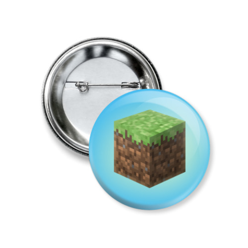 Значок 37мм Minecraft Cube
