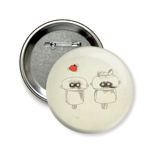 Значок 58мм с принтом Он и Она