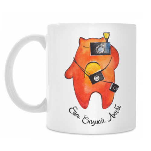 Кружка с принтом Ешь. Снимай. Люби.